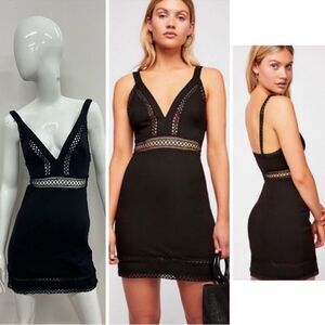 NWT Free People Iris Crochet-Inset Mini Dress
